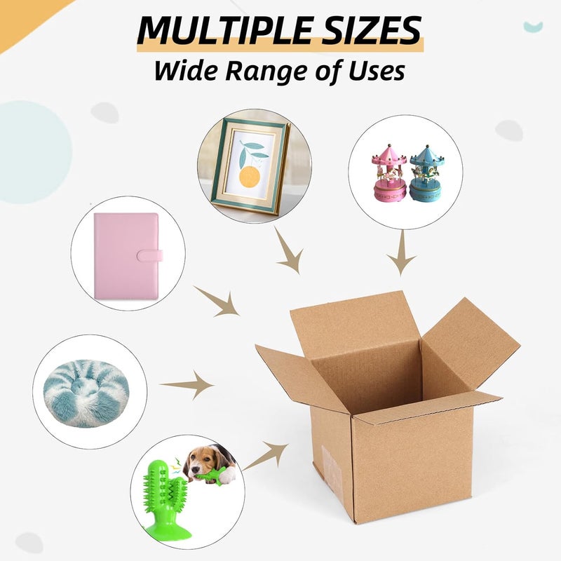 ZBEIVAN Shipping Boxes Mailers 4x4x4 inches Corrugated Cardboard Small Packing Kraft Moving Mailing Box, Pack of 6 - Image 4